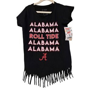 Tiny Turnip Alabama Roll Tide Girls Fringe T-Shirt Black Small NWT